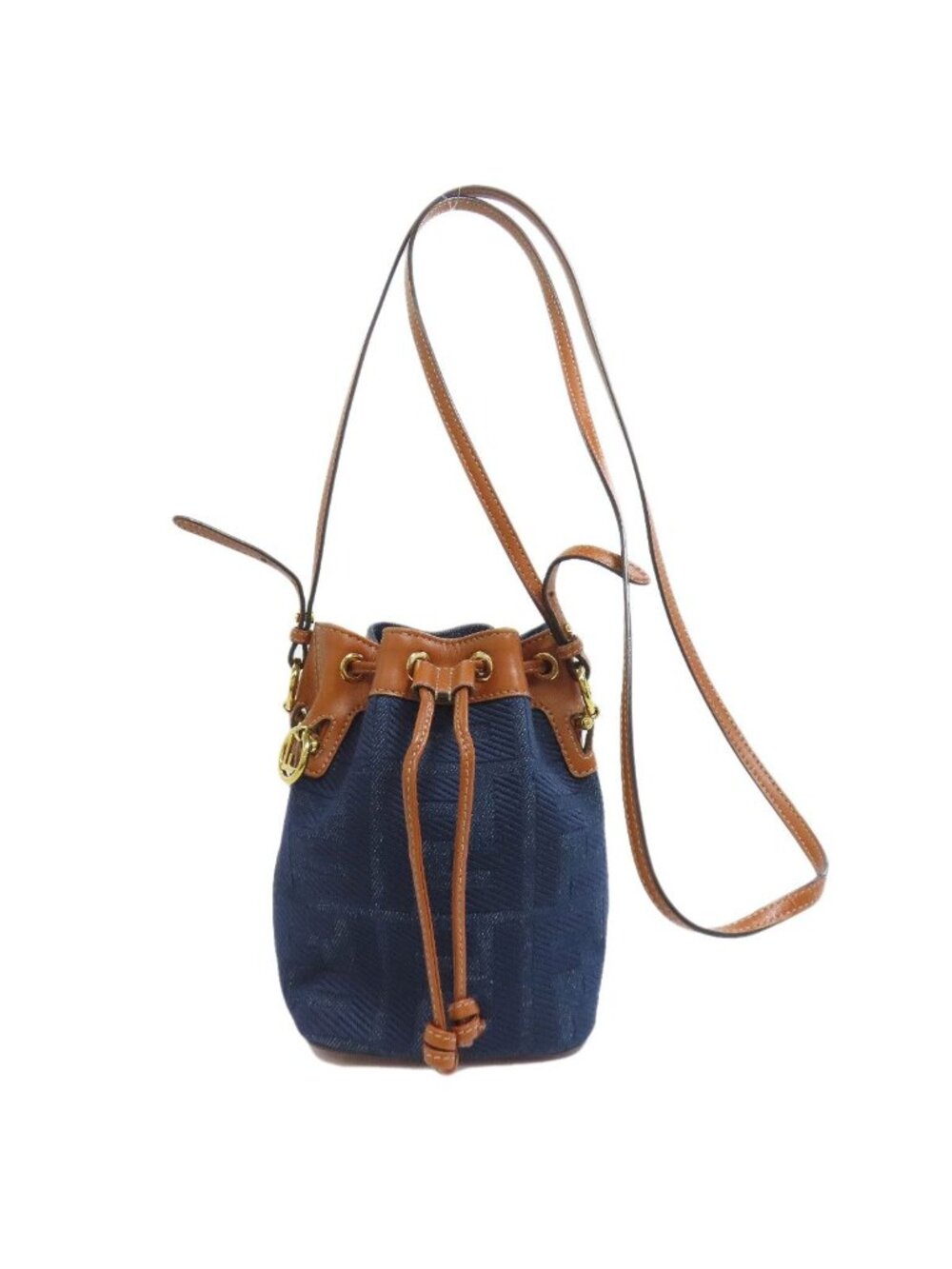 Fendi Mon Tresor Mini Drawstring Shoulder Bag Denim